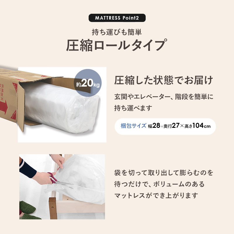 持ち運びも簡単な圧縮ロールタイプ