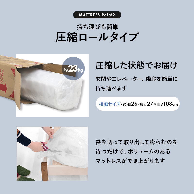 持ち運びも簡単な圧縮ロールタイプ