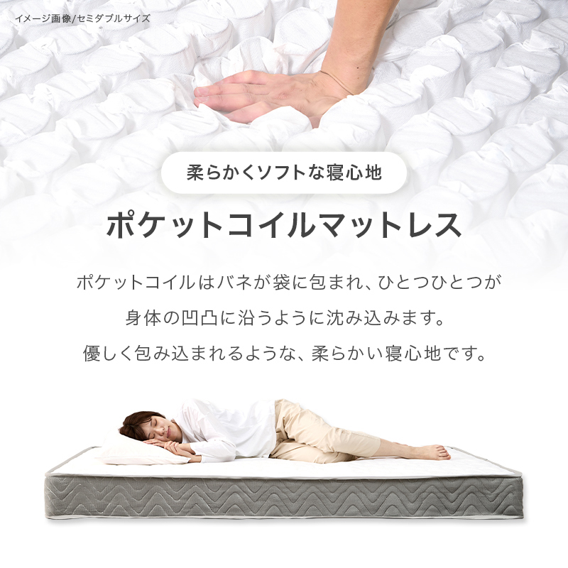 体型に合わせて沈み込むポケットコイル