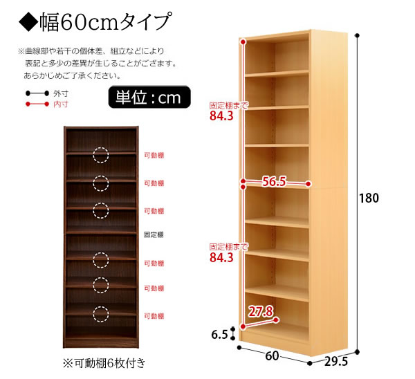 幅60cmタイプのサイズ
