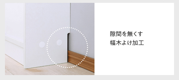 壁との隙間を無くす幅木よけ加工