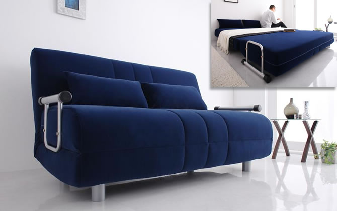 ふたり寝られるカウチソファーベッド 【ROLLY】ローリー