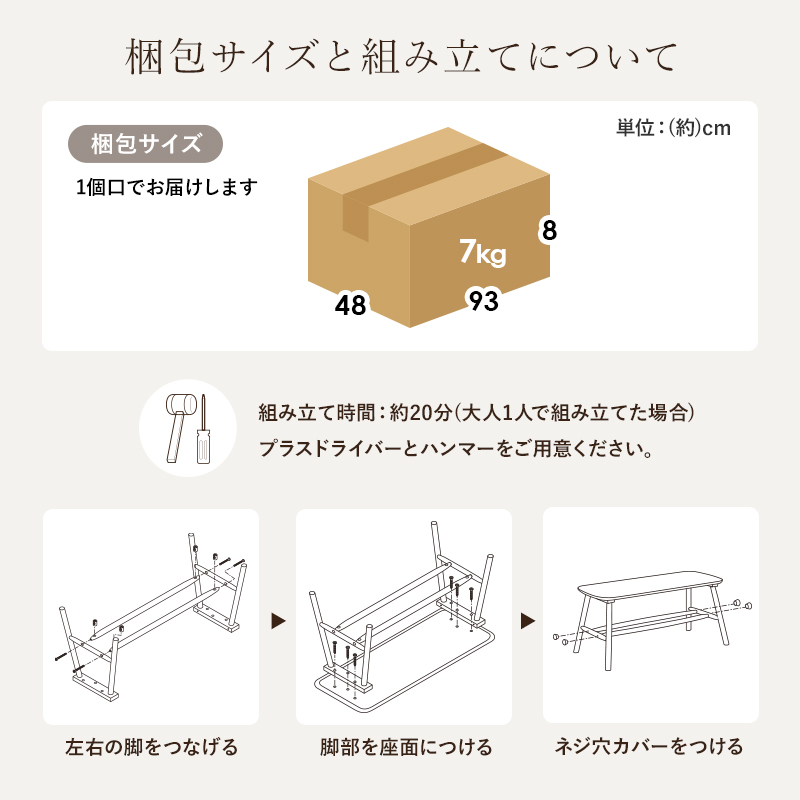 梱包サイズと組立