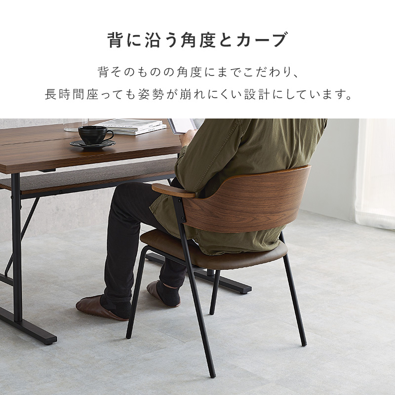 背に沿う角度とカーブ