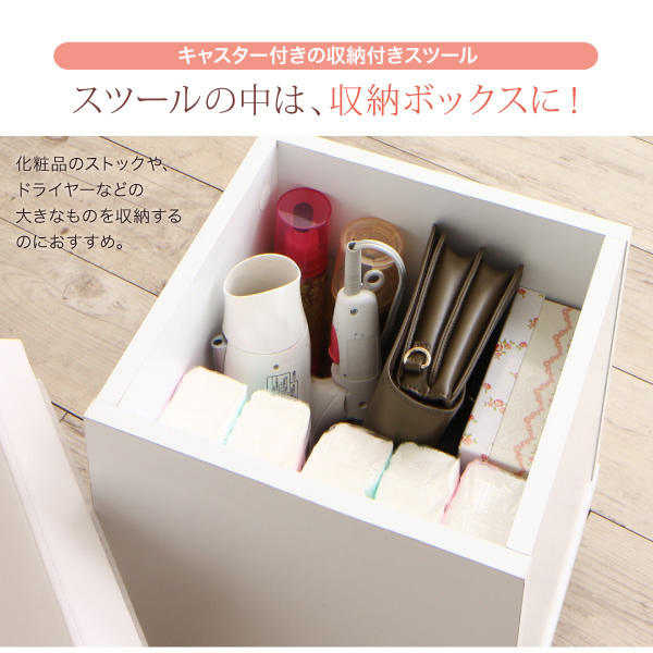 スツールの中は、収納ボックスに