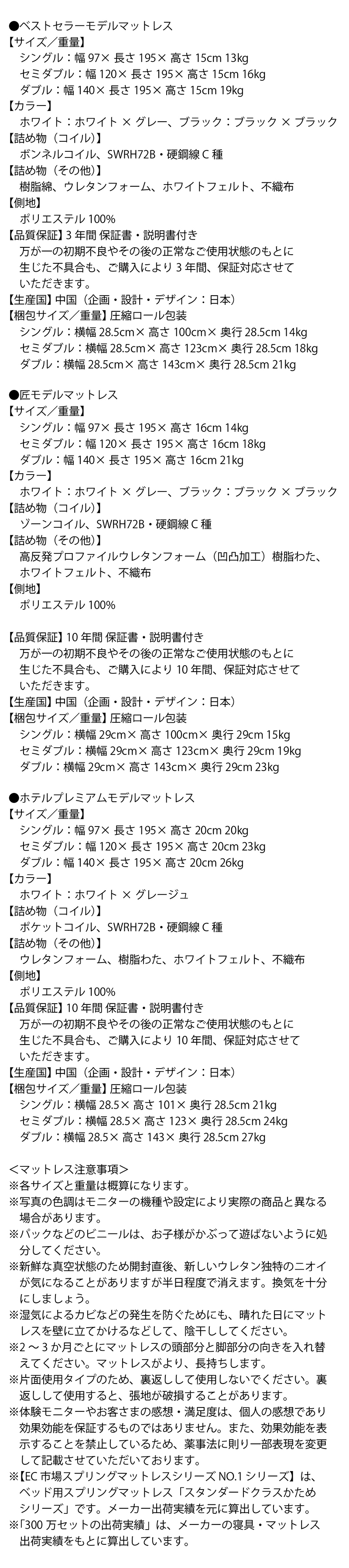 マットレススペック