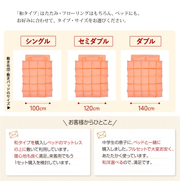 3サイズ展開・お客様からひとこと