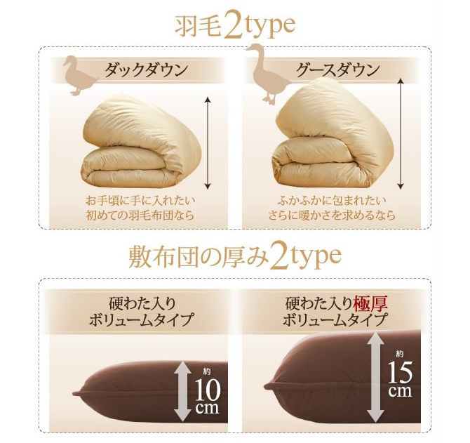 羽毛と厚みタイプ