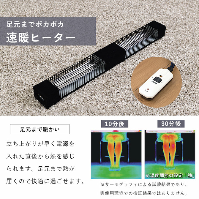 足元までポカポカ、速暖ヒーター