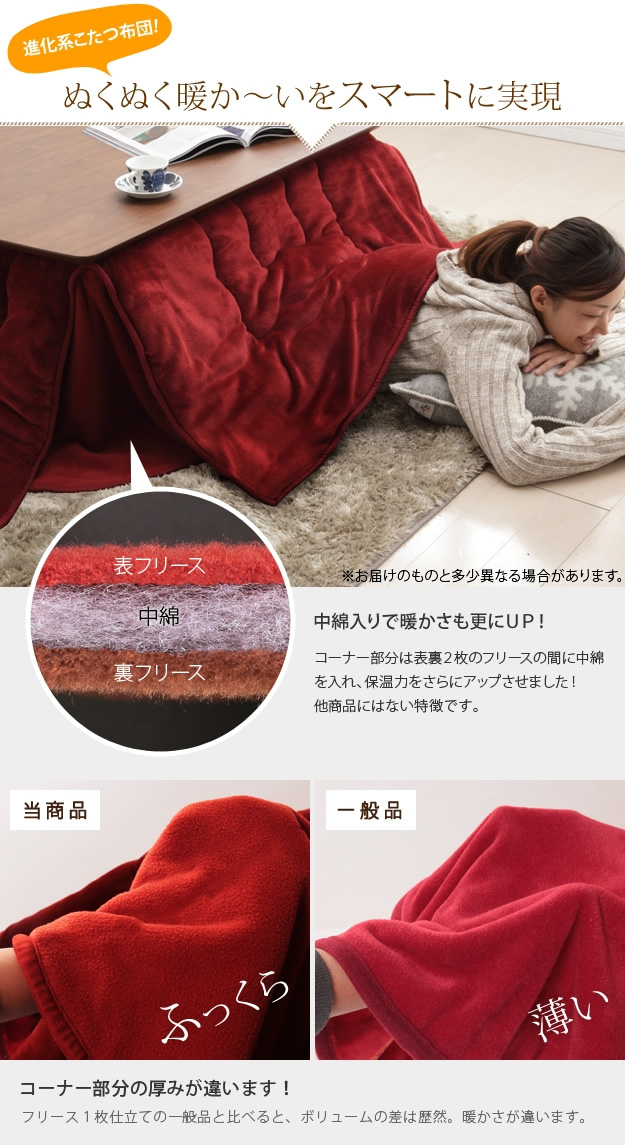 コーナー部分は中綿入りでぬくぬく暖かい