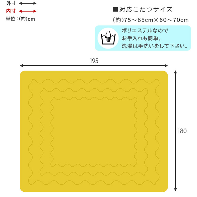 195×180cmの寸法図