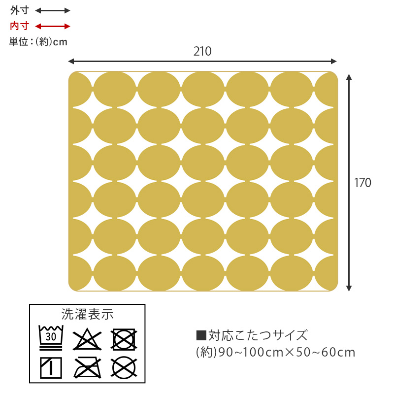 210×170cmの寸法図