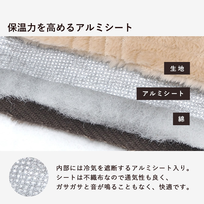 保温力を高めるアルミシート内臓