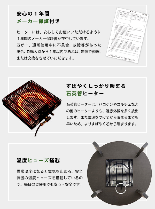 1年保証付きの石英管ヒーター