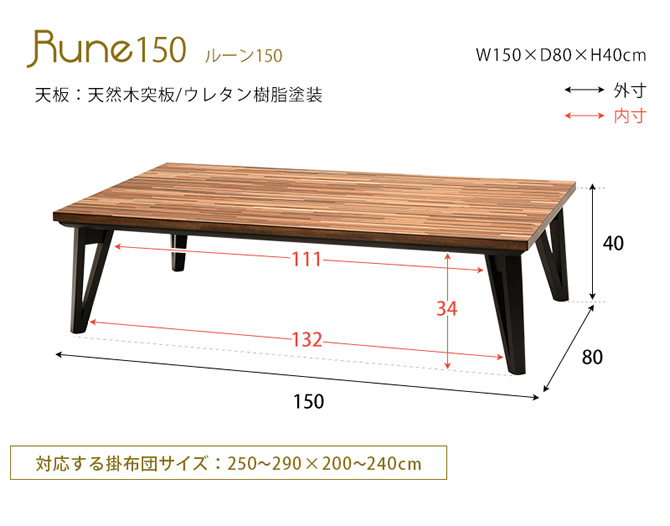 幅150cmの寸法図