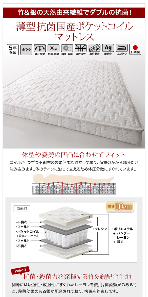 国産カバーポケットコイルマットレス
