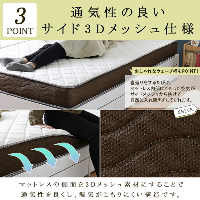 サイドは通気性のよい3Dメッシュ仕様