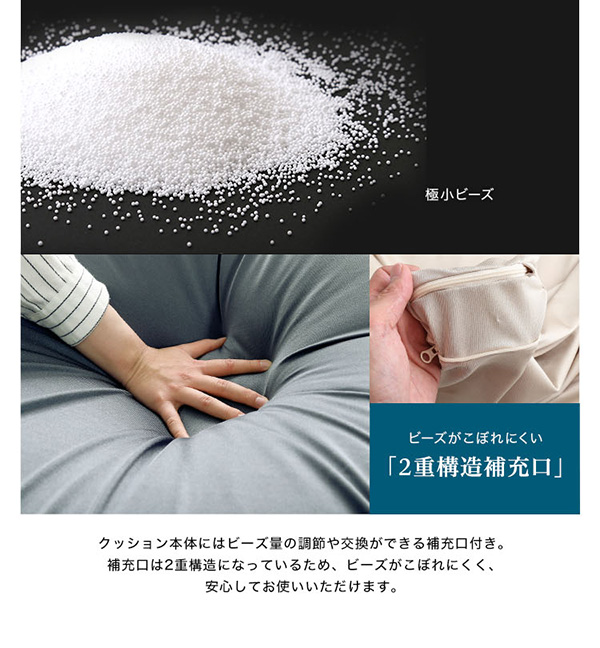 ビーズがこぼれにくい二十構造補充口
