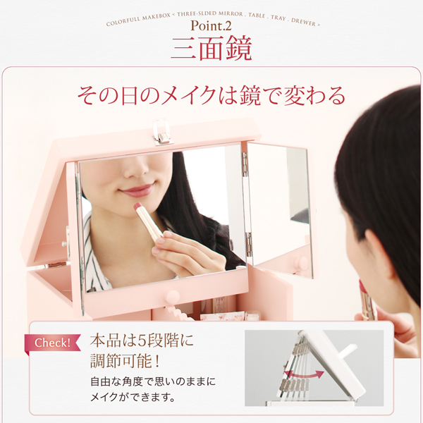 三面鏡、その日のメイクは鏡で変わる。