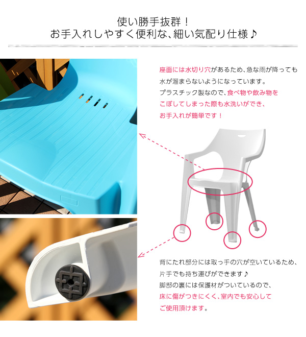 座面には水切り穴