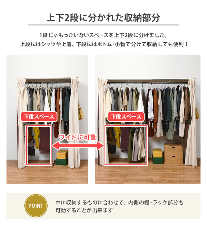 上下二段に分かれた収納部分