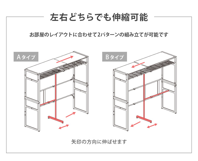 左右どちらでも伸縮可能