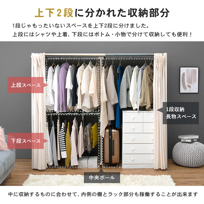 上下二段に分かれた収納部分