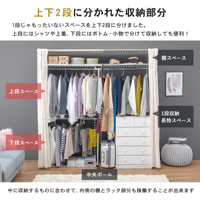 上下二段に分かれた収納部分