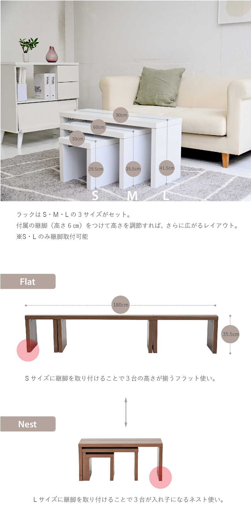 ラックはS・M・Lの3セット
