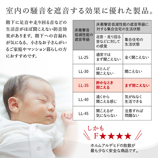 室内の騒音を遮音する効果に優れたラグ