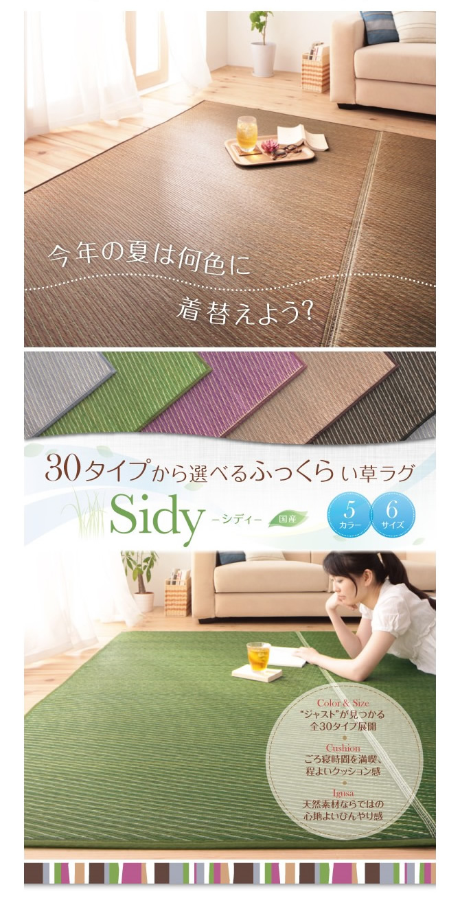 30タイプから選べる国産ふっくらい草ラグ 【Sidy】シディ