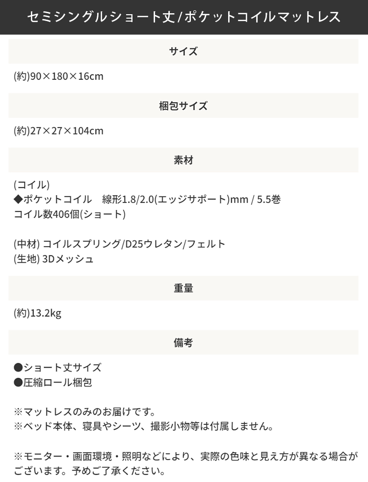 マットレスのスペック