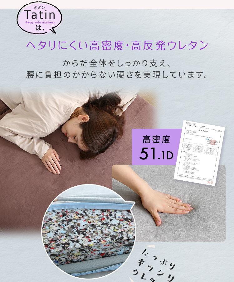 ヘタりにくい高密度・高反発ウレタン