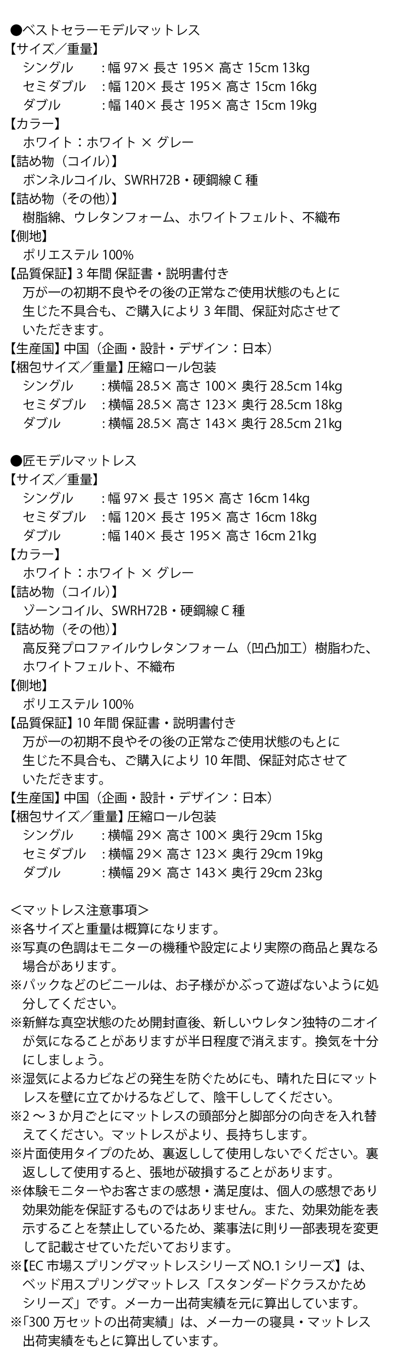 マットレススペック