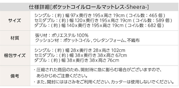 マットレスのスペック