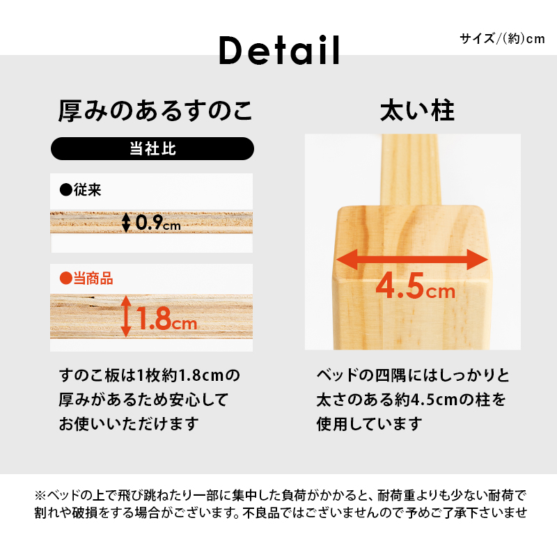 厚みのあるすのこと太い柱