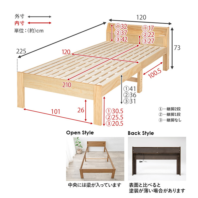 セミダブルの各サイズ