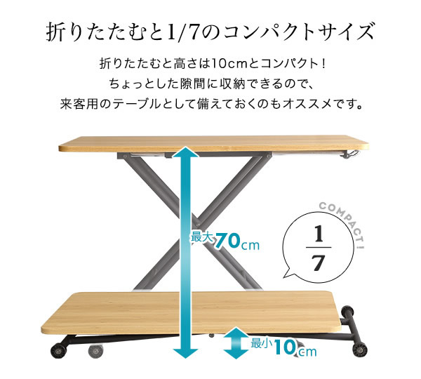 折りたたむと7分の1のコンパクトサイズ
