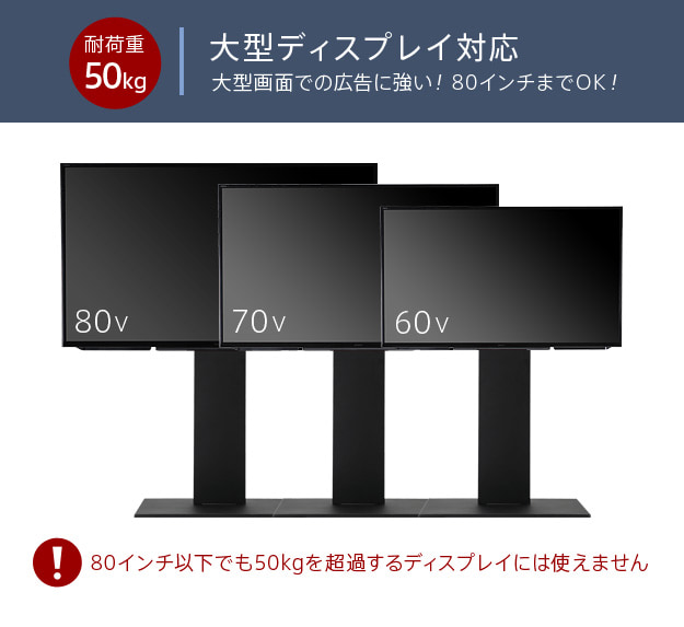 80インチまでの大型ディスプレイ対応