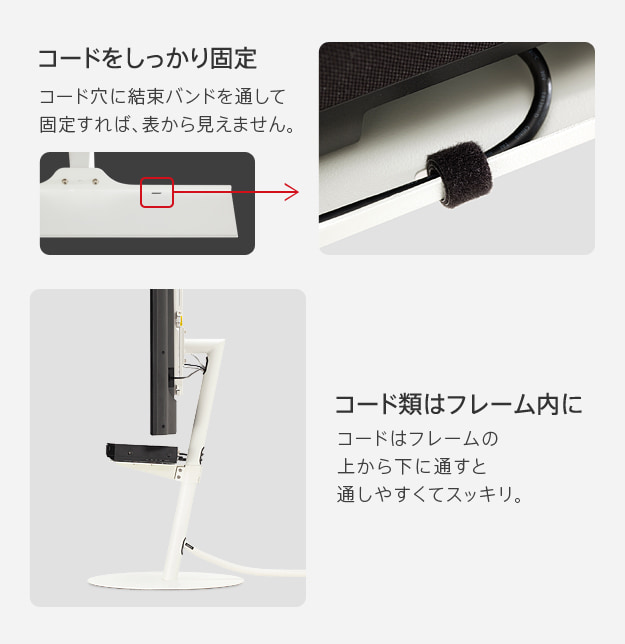 コード類はフレームの中に
