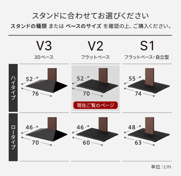 スタンドに合わせてお選び下さい