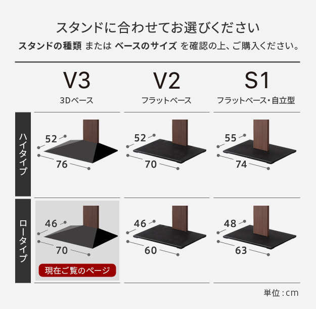 スタンドに合わせてお選び下さい