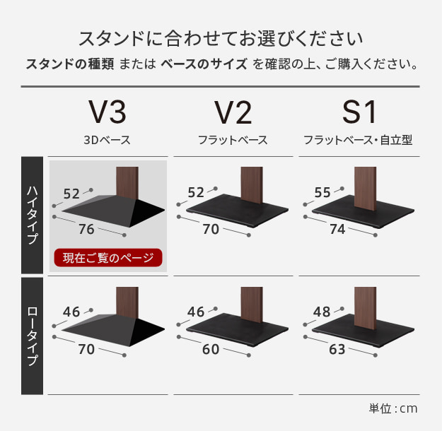 スタンドに合わせてお選び下さい
