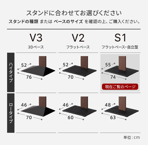 スタンドに合わせてお選び下さい