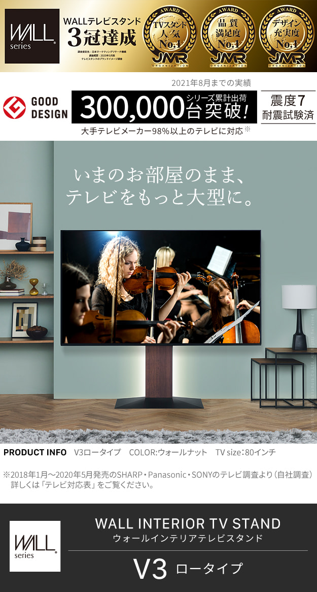 グッドデザイン賞受賞】WALLインテリアテレビスタンド V3 ロータイプ