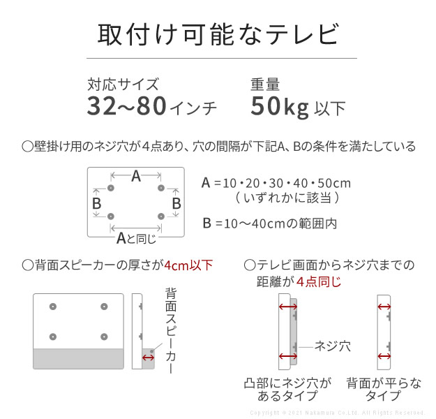 取り付け可能なテレビ
