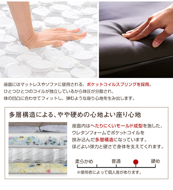 多構造によりやや硬めの座面