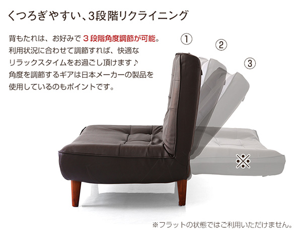 リクライニングのギアも日本製