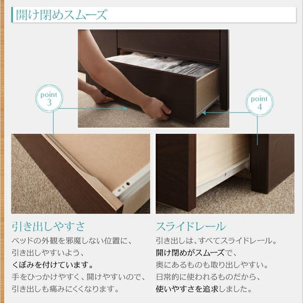 国産 BOX構造 棚コンセント付きチェストベッド 【Steady】ステディ