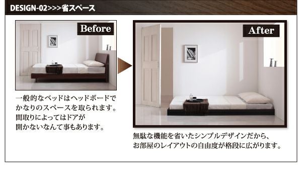 シンプルデザイン・ヘッドボードレス・ローベッド・フロアベッド　シングル シンプルデザイン・ヘッドボードレスフロアベッド 【Rainette